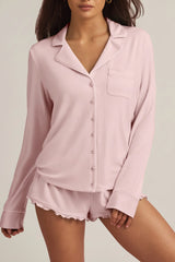 Modal Long Sleeve Pyjama Top in Baby Pink