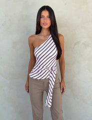 LYLE ONE SHOULDER TOP PINK STRIPE