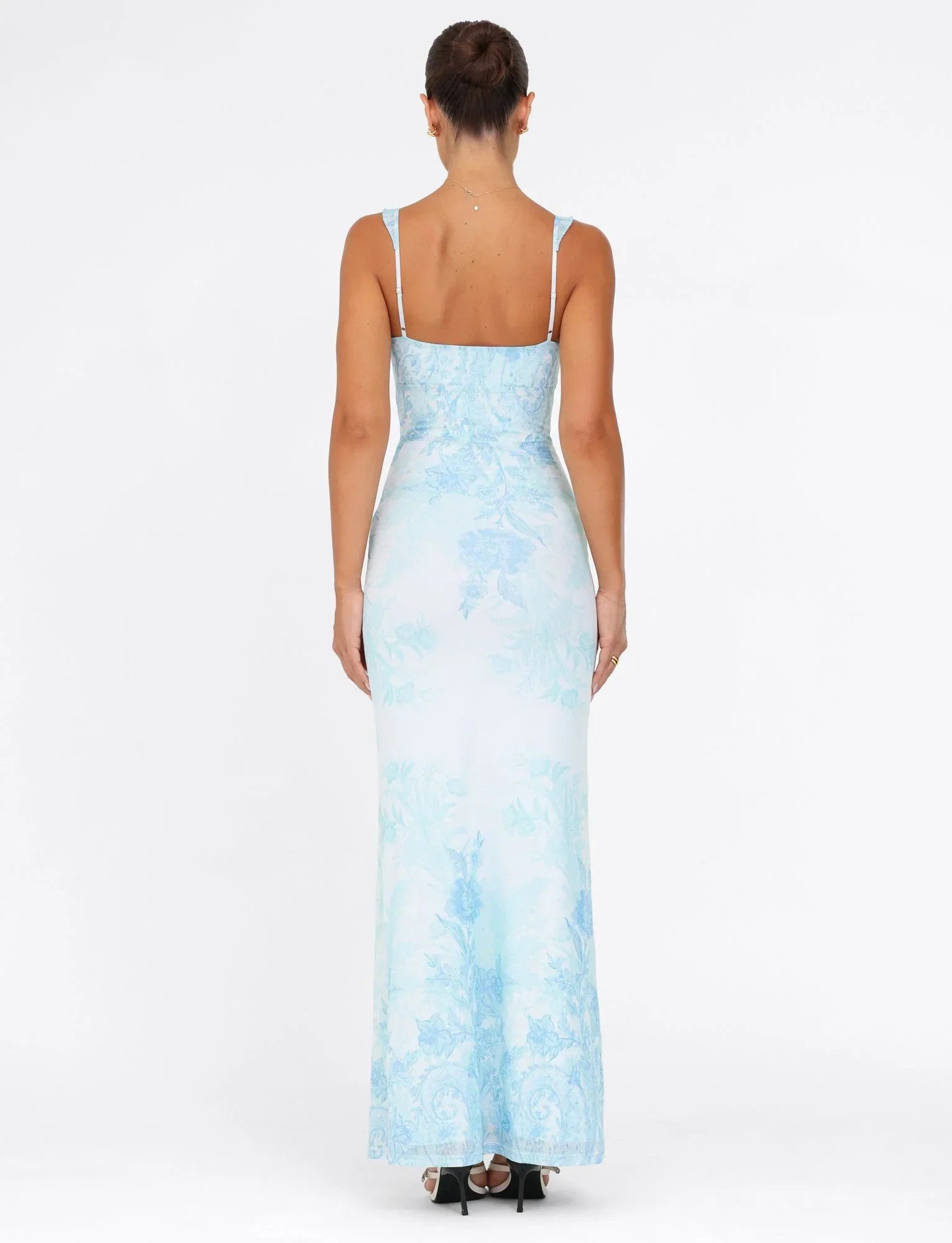 GUILIANNA FRILL MAXI DRESS BLUE FLORAL TAPESTRY