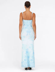 GUILIANNA FRILL MAXI DRESS BLUE FLORAL TAPESTRY