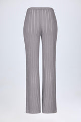 Mid Rise Flared Trousers in Silver