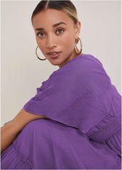 Flutter Sleeve Maxi Dress Cattleya Orchid