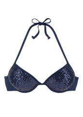 Push Up Sequin Bikini Top Ultramarine Blue Sequins