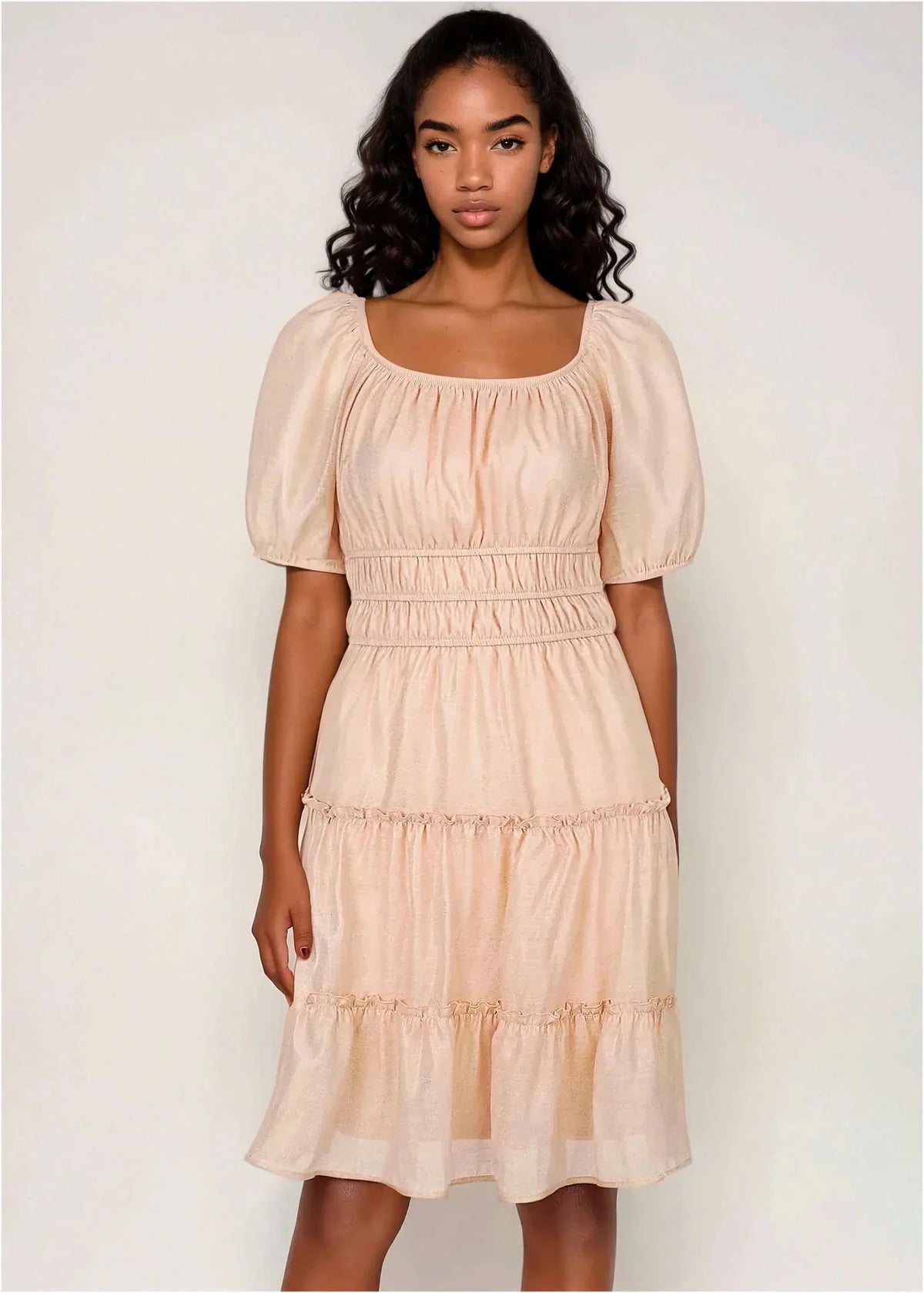 Tiered A Line Dress Pink