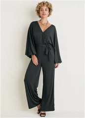 Volume Sleeve Detail Jumpsuit Jet Black