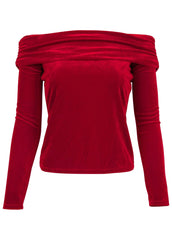 Off The Shoulder Velvet Top Haute Red