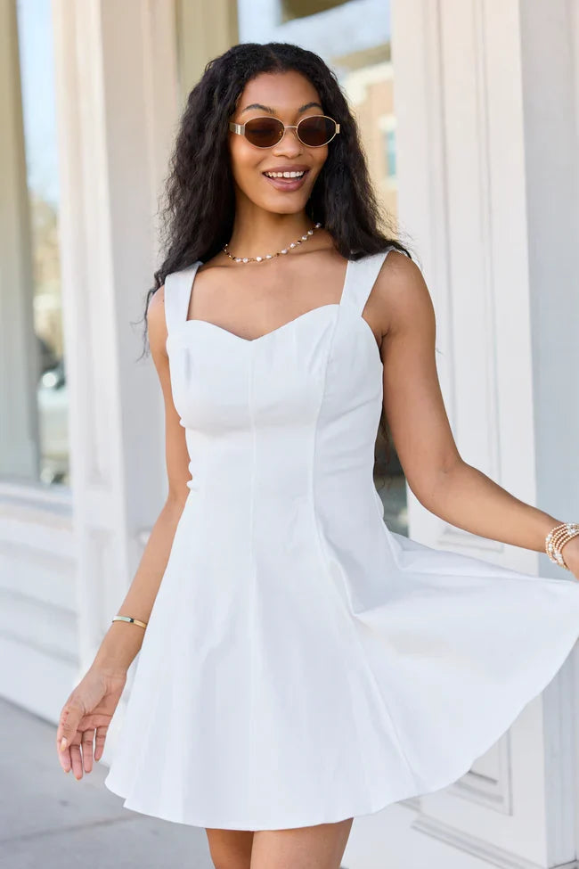The Perfect Moment White Flare Denim Mini Dress