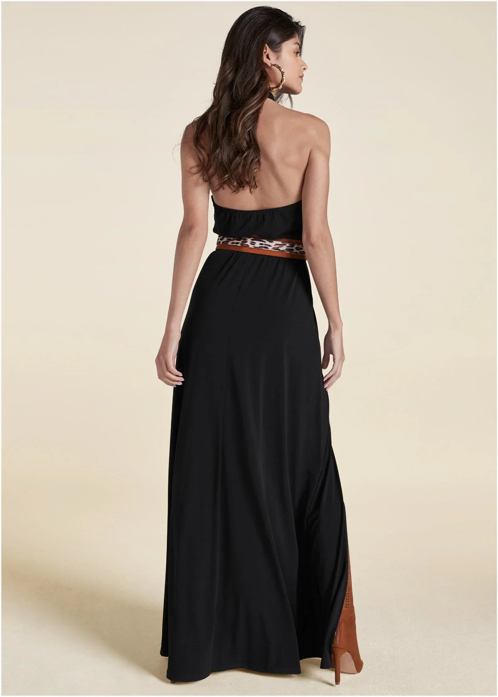 Cross Neck Halter Dress Black