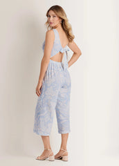 Linen Jumpsuit Etched Coastal Floral