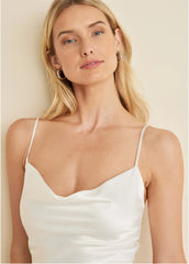 Cowl Neck Slip Dress Off White