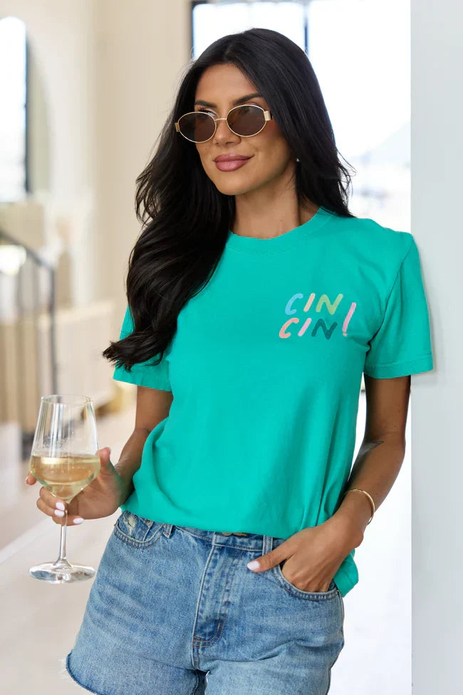 Cin Cin Green Graphic Tee