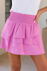 On Cloud Nine Pink Tiered Woven Skort
