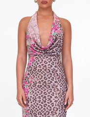 CATALINA MAXI DRESS NEUTRAL ANIMAL ANIMAL FLORAL BORDER