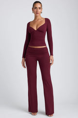 Mid Rise Straight Leg Trousers in Plum