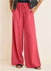 Linen Wide Leg Pant Coral