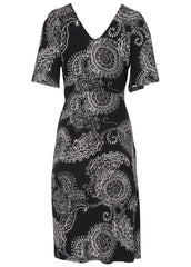 Print Midi Dress Black White