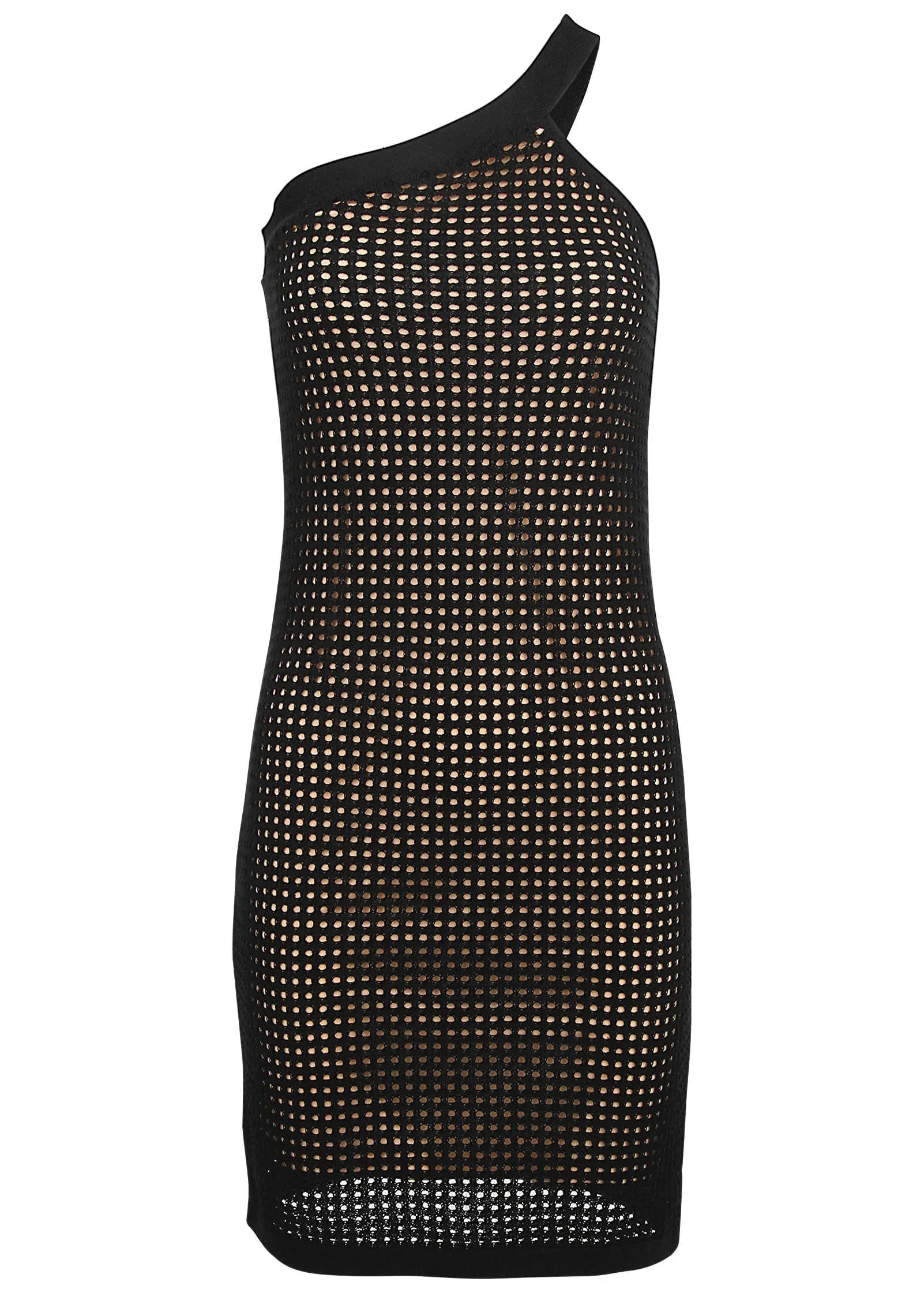 One Shoulder Sweater Dress Jet Black
