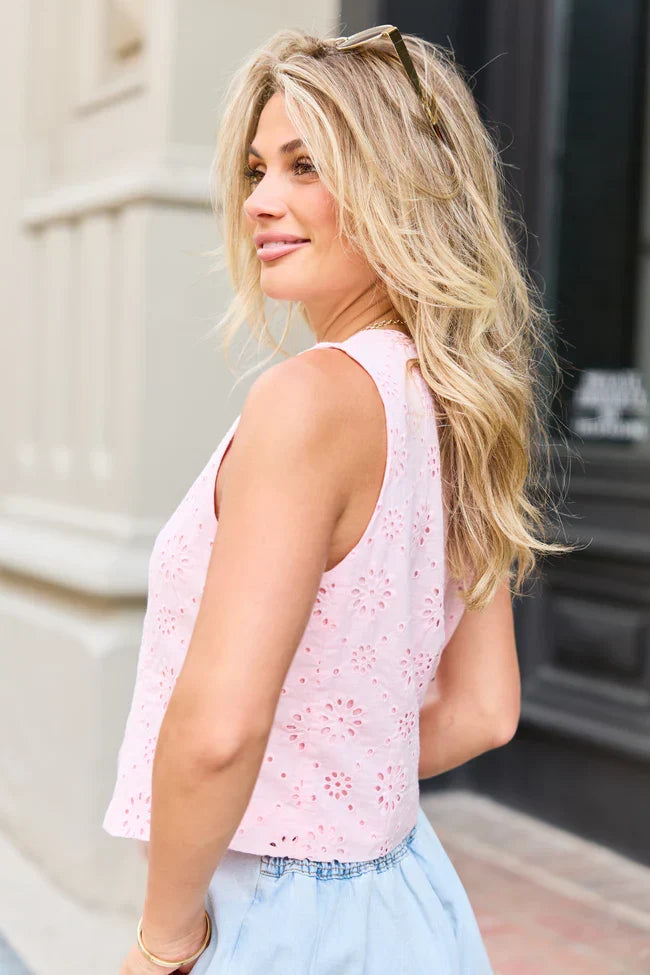 Haven Pink Eyelet Lace Vest