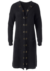 Grommet Detail Duster Black