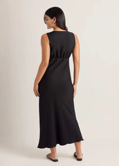 Solid Ruffle Trim Dress Jet Black