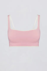 Soft Active Contrast Sports Bra in Powder Pink