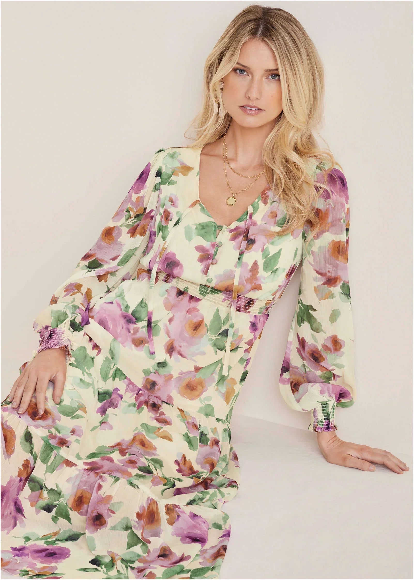 Tiered Floral Maxi Dress Chalet Bouquet