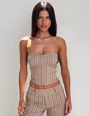 KITTIE STRAPLESS CORSET TAUPE STRIPE