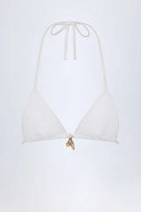 Charm Detail Triangle Bikini Top in White
