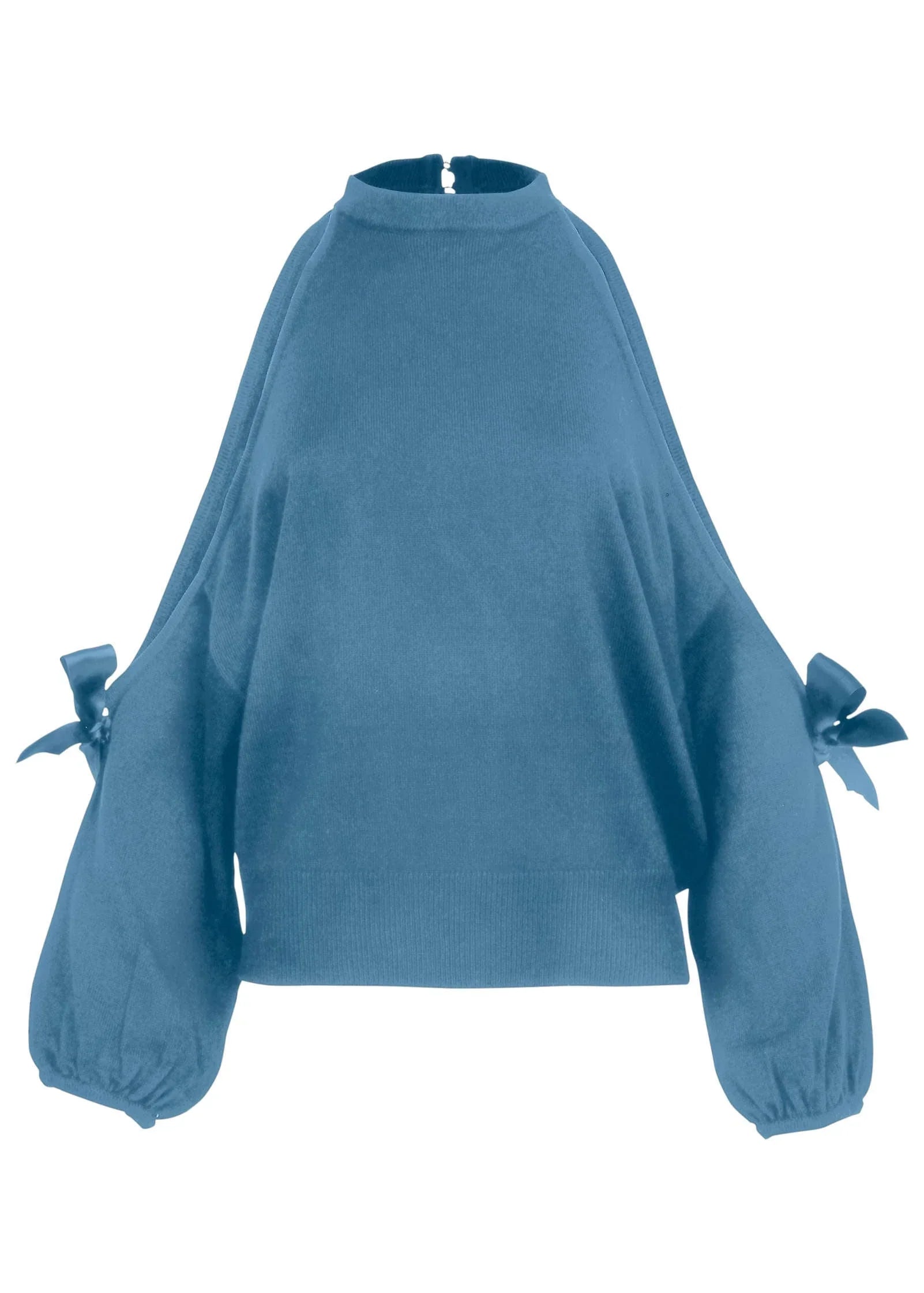 Cold Shoulder Bow Sweater Niagara