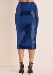 Sequin Midi Skirt Blue Black