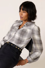 Maleah Pucker Plaid Blouse