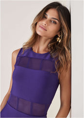 Mesh Detail Bodycon Mini Dress Violet Indigo