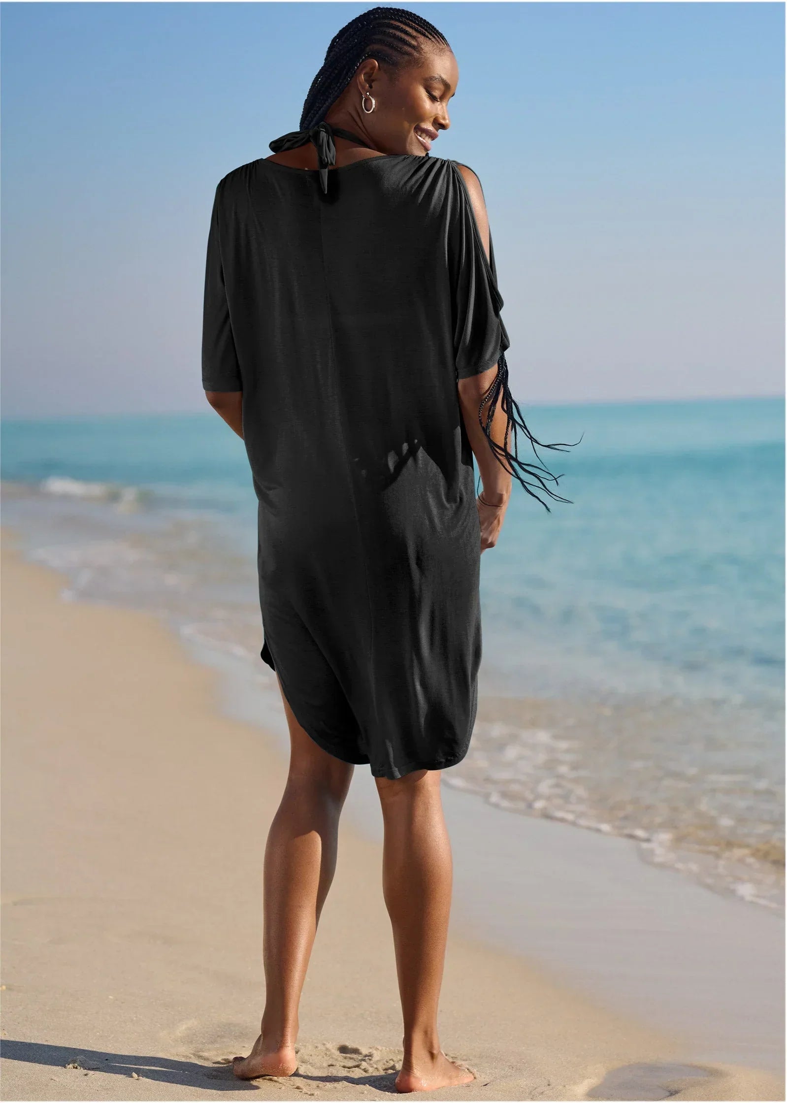 Ring Front Dolman Cover Up Black Beauty