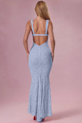 Lace Sweetheart Neck Gown in Sky Blue