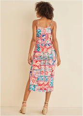Cowl Neck Slip Dress Venetian Patchwork