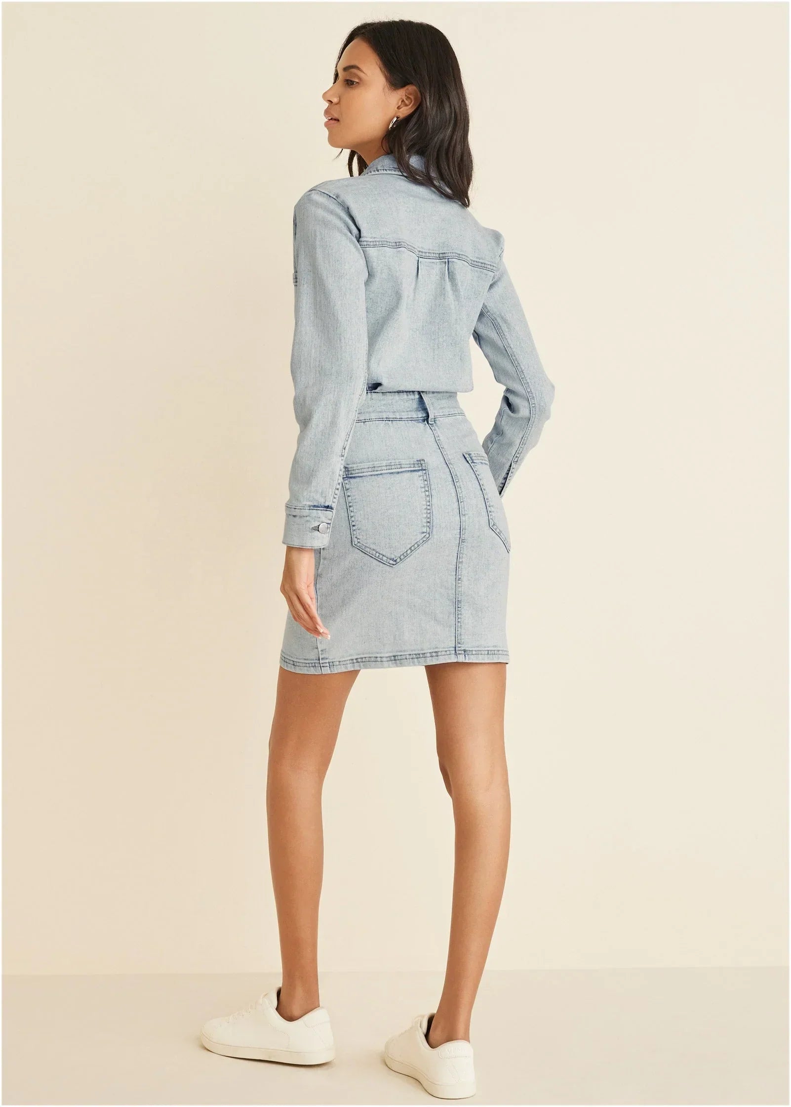 Denim Shirt Dress Light Wash