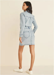 Denim Shirt Dress Light Wash