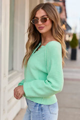 Casey Mint Henley Pullover