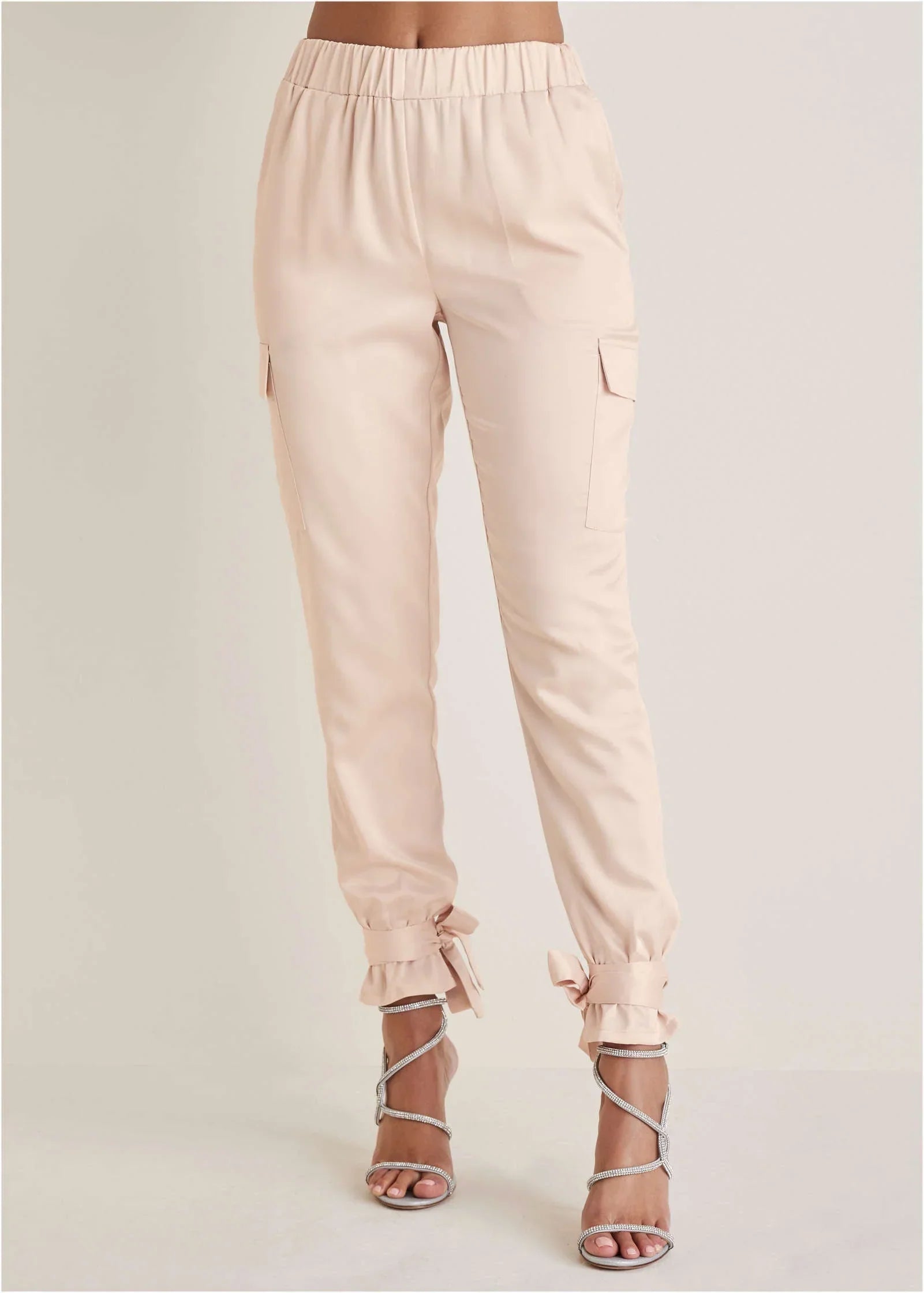 Satin Jogger Pants Peach Dust