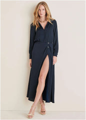 High Slit Maxi Dress Navy