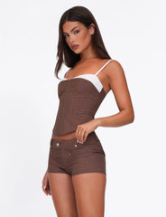 ANTONELLA SHORT BROWN CHOCOLATE CHOCOLATE PINSTRIPE