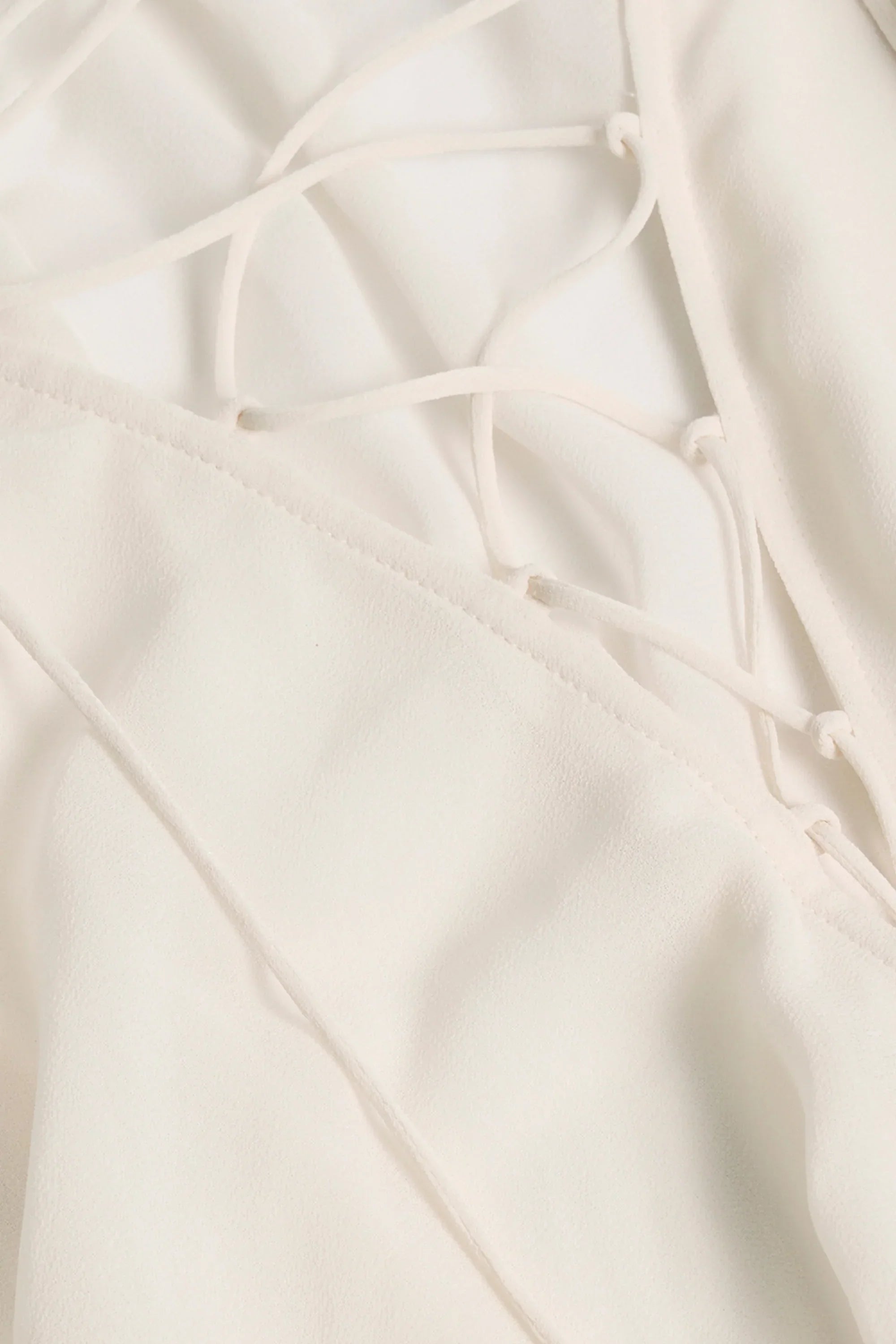 Lace Up Balloon Sleeve Mini Dress in Ivory