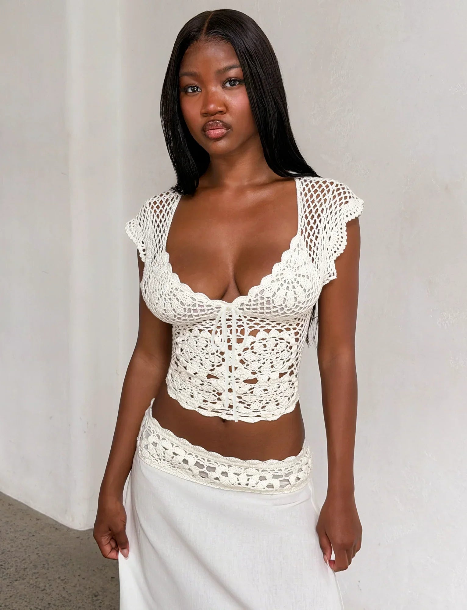 SASHA CROCHET TOP IVORY