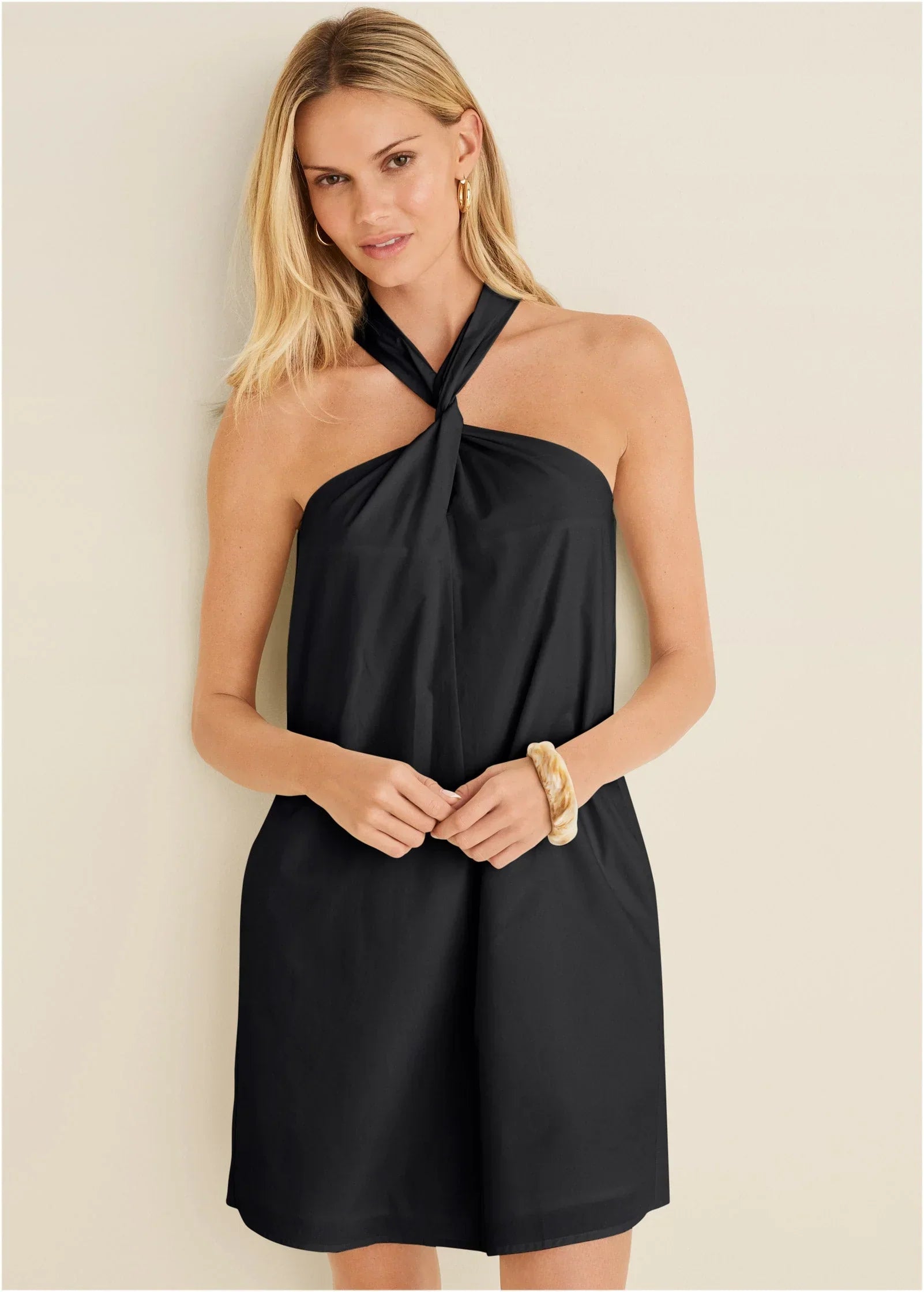 Twist Halter Dress Jet Black