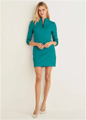 Ponte Zip Front Mini Dress Tropical Green