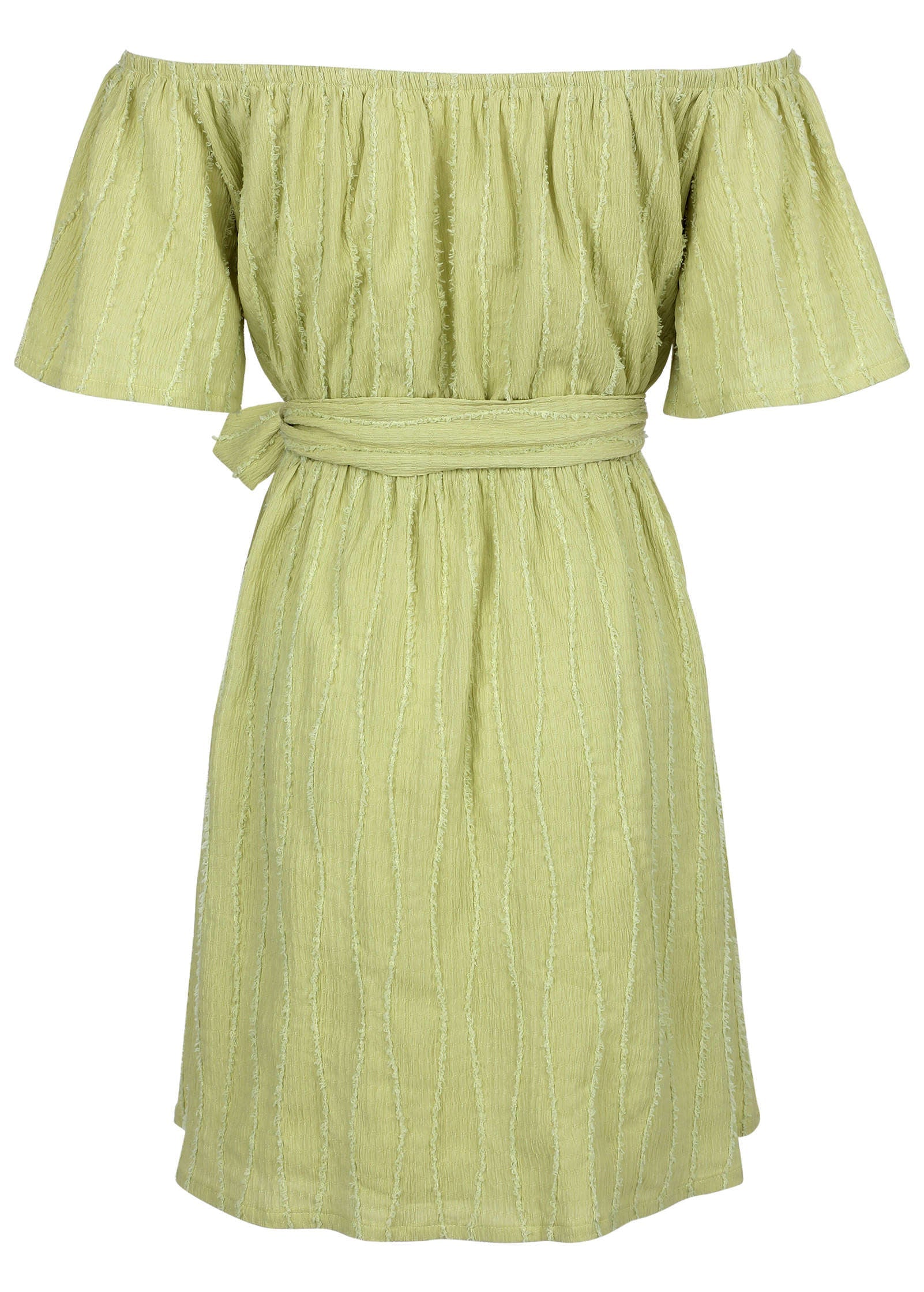 Off The Shoulder Mini Dress Light Green