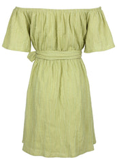 Off The Shoulder Mini Dress Light Green