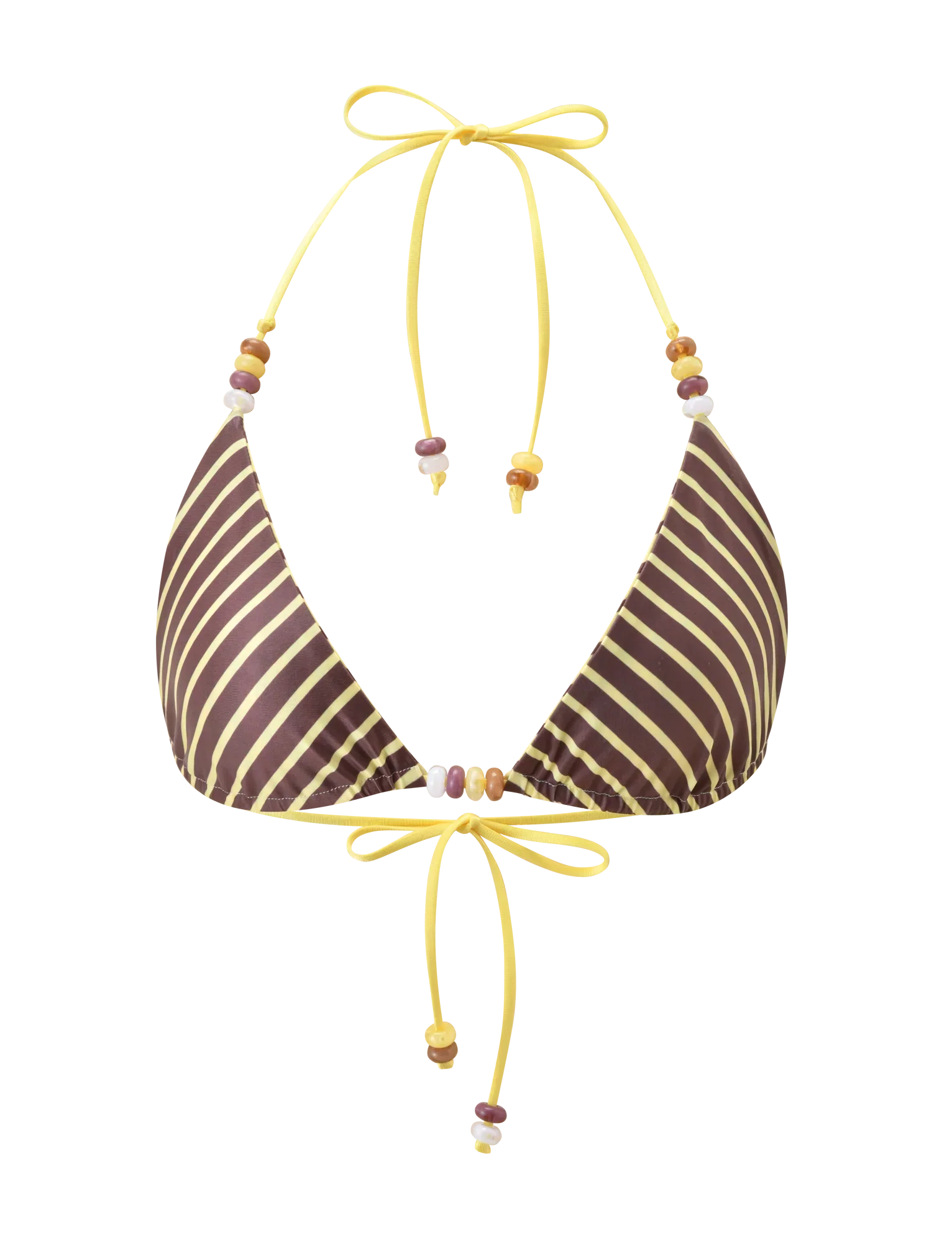 FINLEA REVERSIBLE BIKINI TOP BROWN AND YELLOW STRIPE