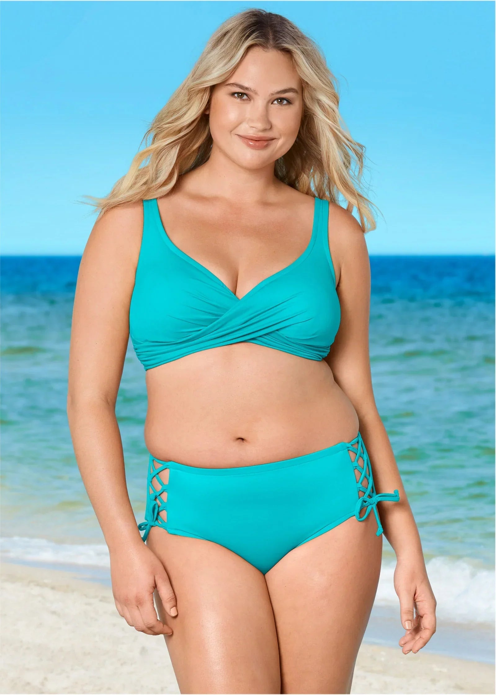 Lattice Side Bikini Bottom Aqua Reef