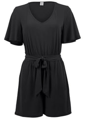 Tie Waist Romper Jet Black